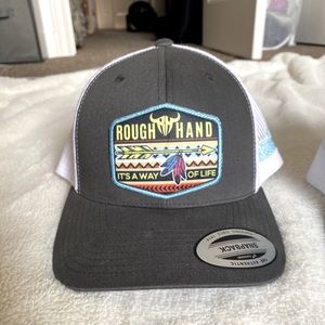 Rough hand brand western snap knack trucker hat grey